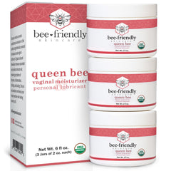 BeeFriendly Organic Vaginal Moisturizer bottle shows fragrance‑free, long‑lasting hydration