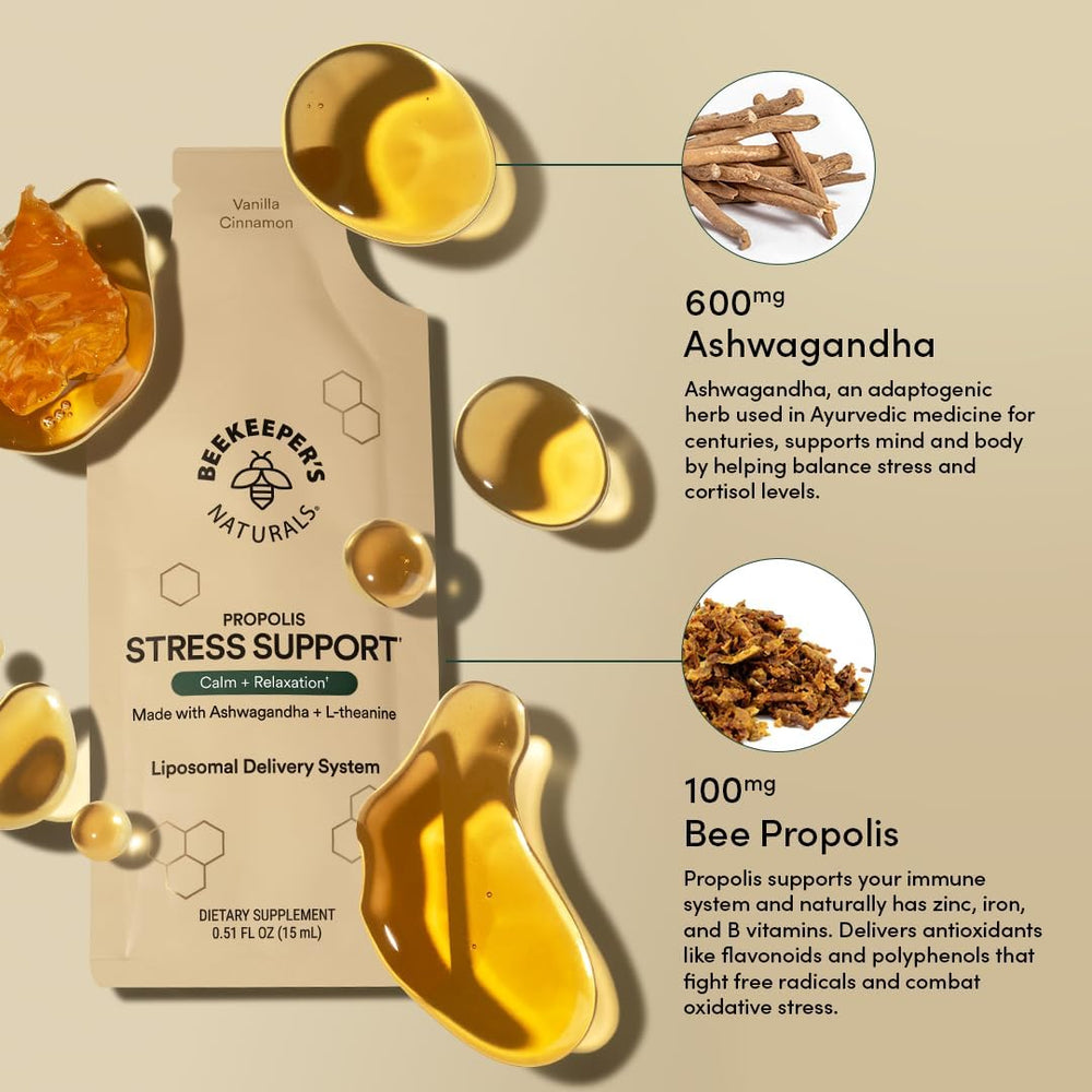 Beekeeper's Naturals ashwagandha liposomal illustration showing rapid absorption