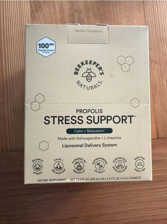 Beekeeper's Naturals cozy desk setup featuring stress support