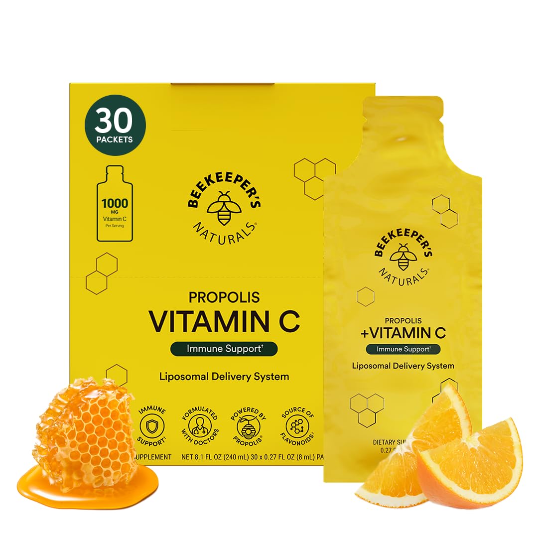 Beekeeper's Naturals Propolis Liposomal Vitamin C bottle for daily immune support.