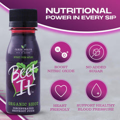 BEET IT on-the-go packaging showcases convenient, daily heart-supporting shots.