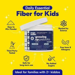 Begin Health Growing Up Prebiotics kids-drink-mix ready-to-use texture-free addition to beverages