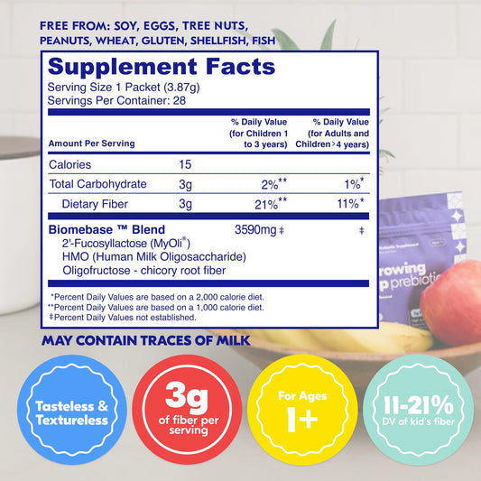 Begin Health Growing Up Prebiotics unflavored powder ready to mix into drinks