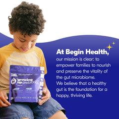 Begin Health Growing Up Prebiotics USA-made packaging