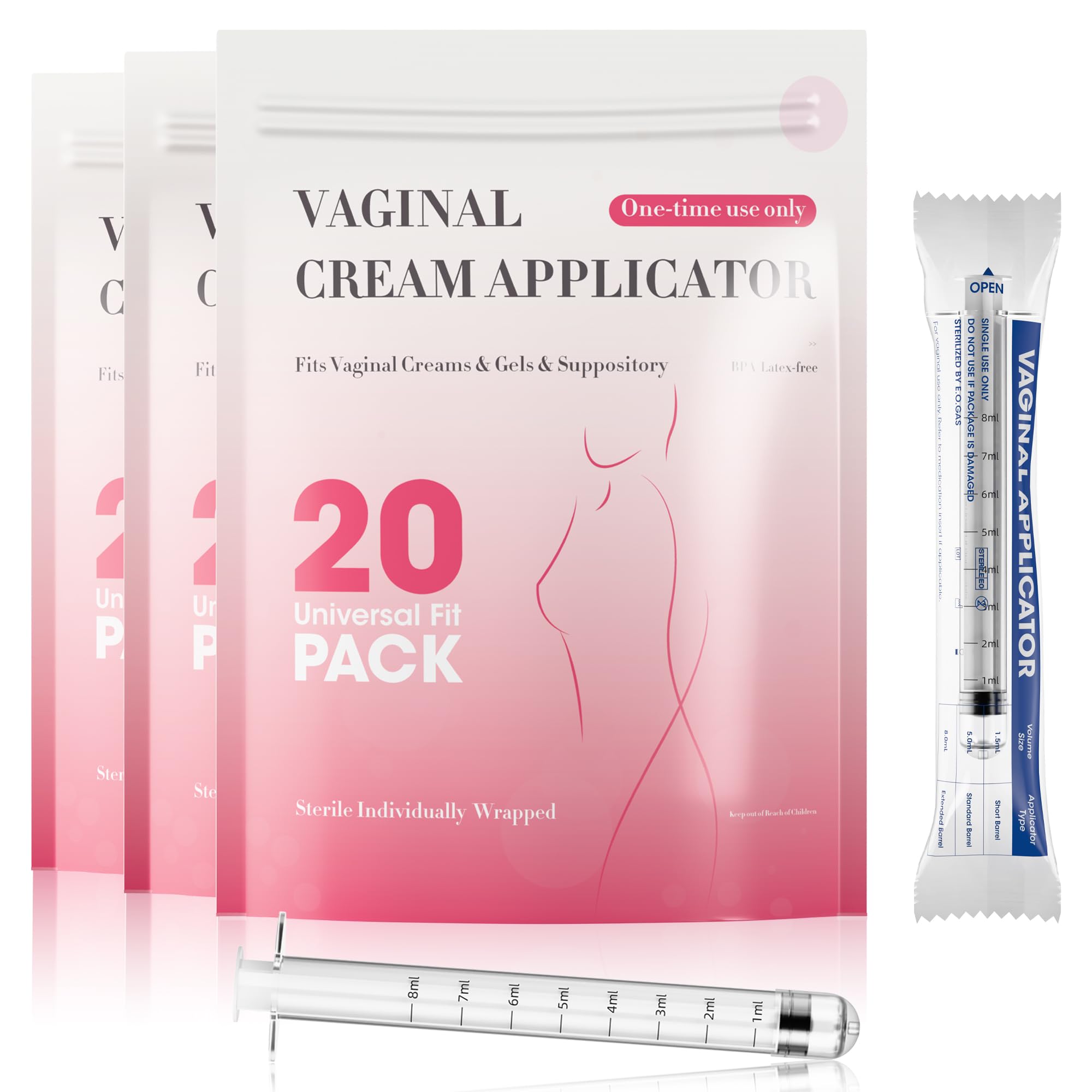 BeHerk disposable vaginal cream applicators with smooth tip for comfortable insertion and precise dosing.