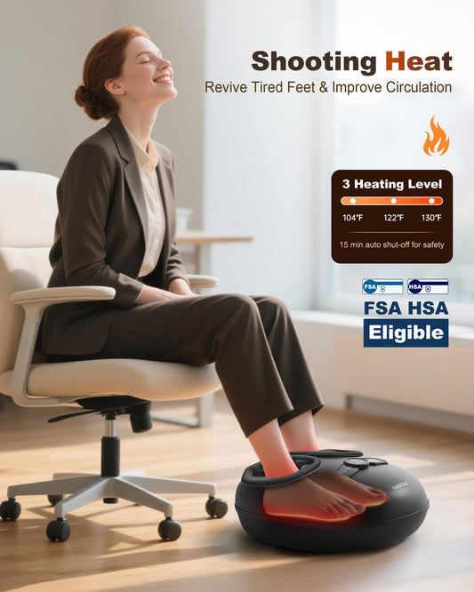 Beleduc foot massager showing three intensity levels for customizable comfort.