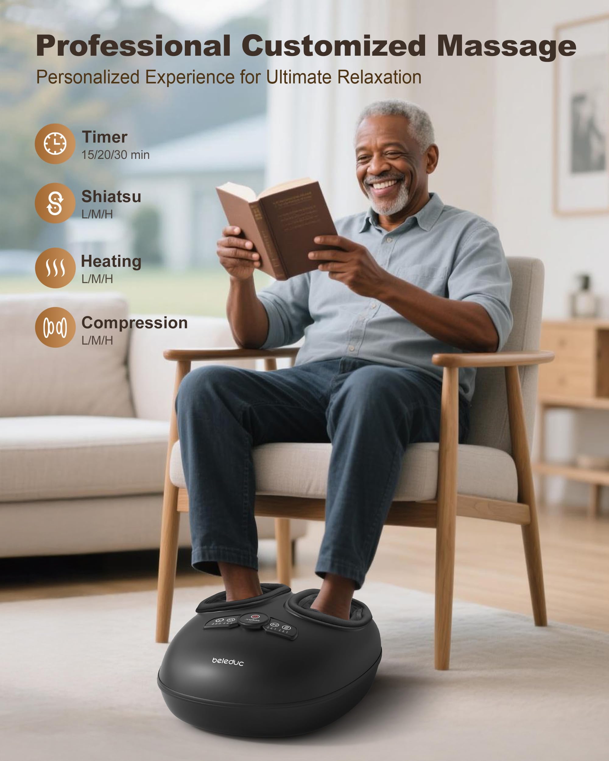 Beleduc foot massager with washable covers and waterproof exterior.