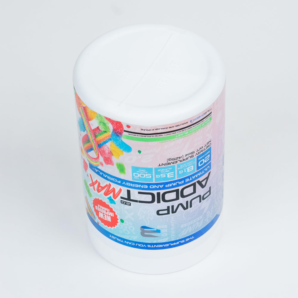 Believe Supplements Pump Addict Max serving-half-scoop convenience per container