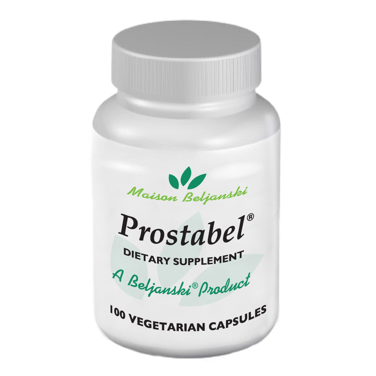 Beljanski Prostabel bottle on table, signifying urinary support option