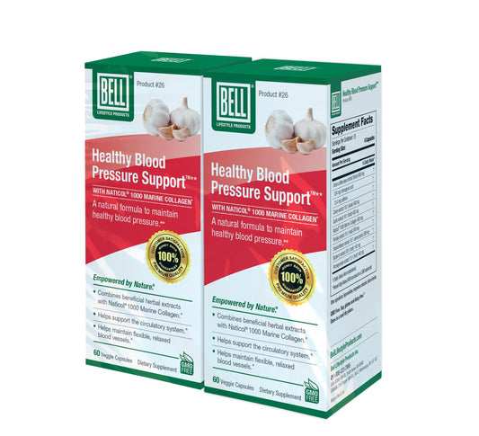 Bell Healthy Blood Pressure Support bottle on a clean surface for daily wellness.