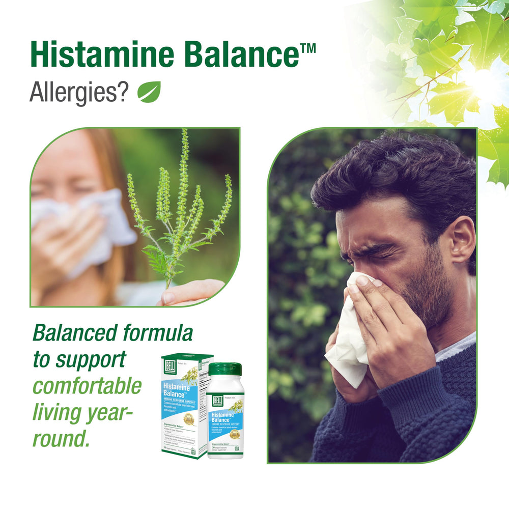 Bell Histamine Balance capsules close‑up showing veggie capsules