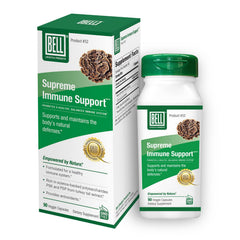 Bell Supreme Immune Support bottle label showing branding and dosage details for easy reference