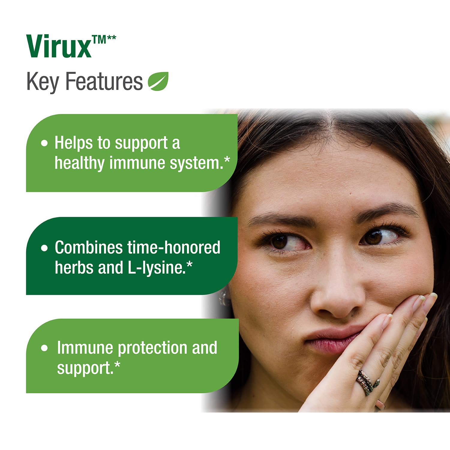 Bell Virux L Lysine packaging highlights astragalus and red marine algae ingredients