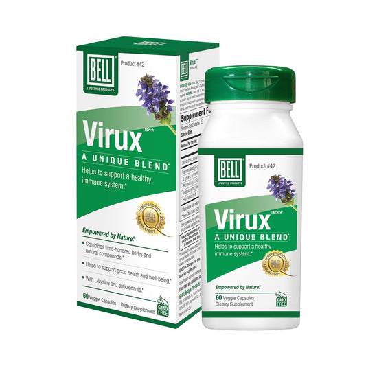 Bell Virux L Lysine bottle with red marine algae label for immune support