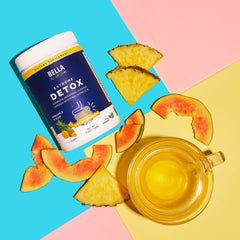 Bella All Natural Extreme Detox Pineapple scoop beside container suggests simple on the go mixed beverages