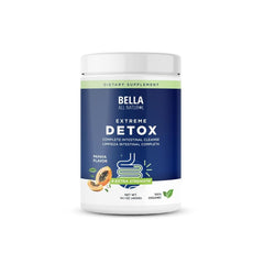 Bella All Natural Extreme Detox Powder Papaya tub front showing herbal blend for digestion support.
