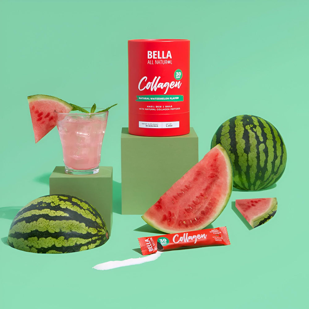 Bella All Natural Watermelon Collagen Powder in a smoothie for versatile daily use.