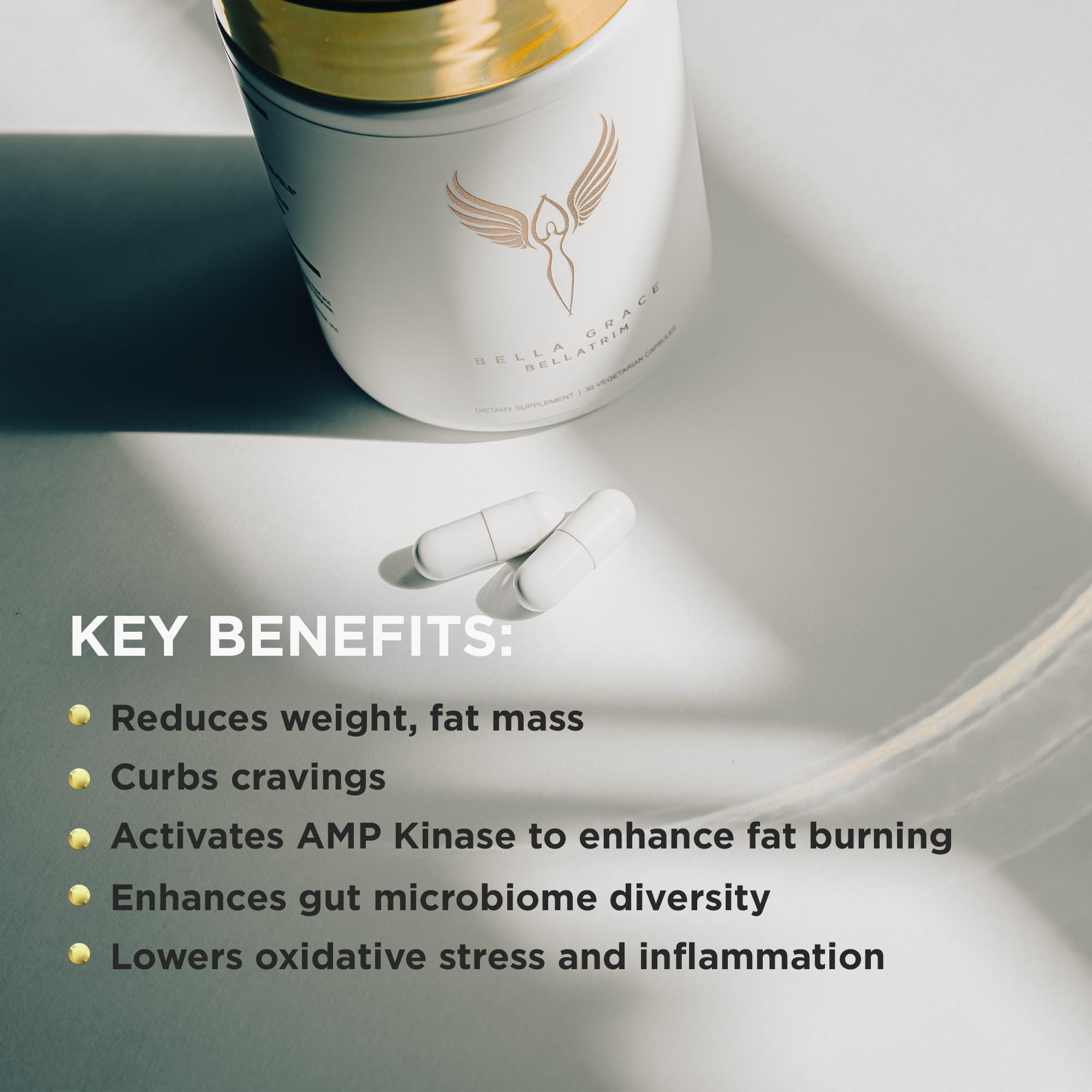 BellaTrim label detail focuses on cinnamon extract and key benefits.