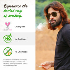 Bellissimo dhoompan rolled in tendu leaf highlights natural herbal blend and consistent burn.