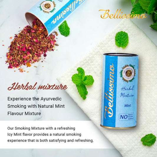 Bellissimo-packaging-label highlights a natural, additive-free herbal blend.