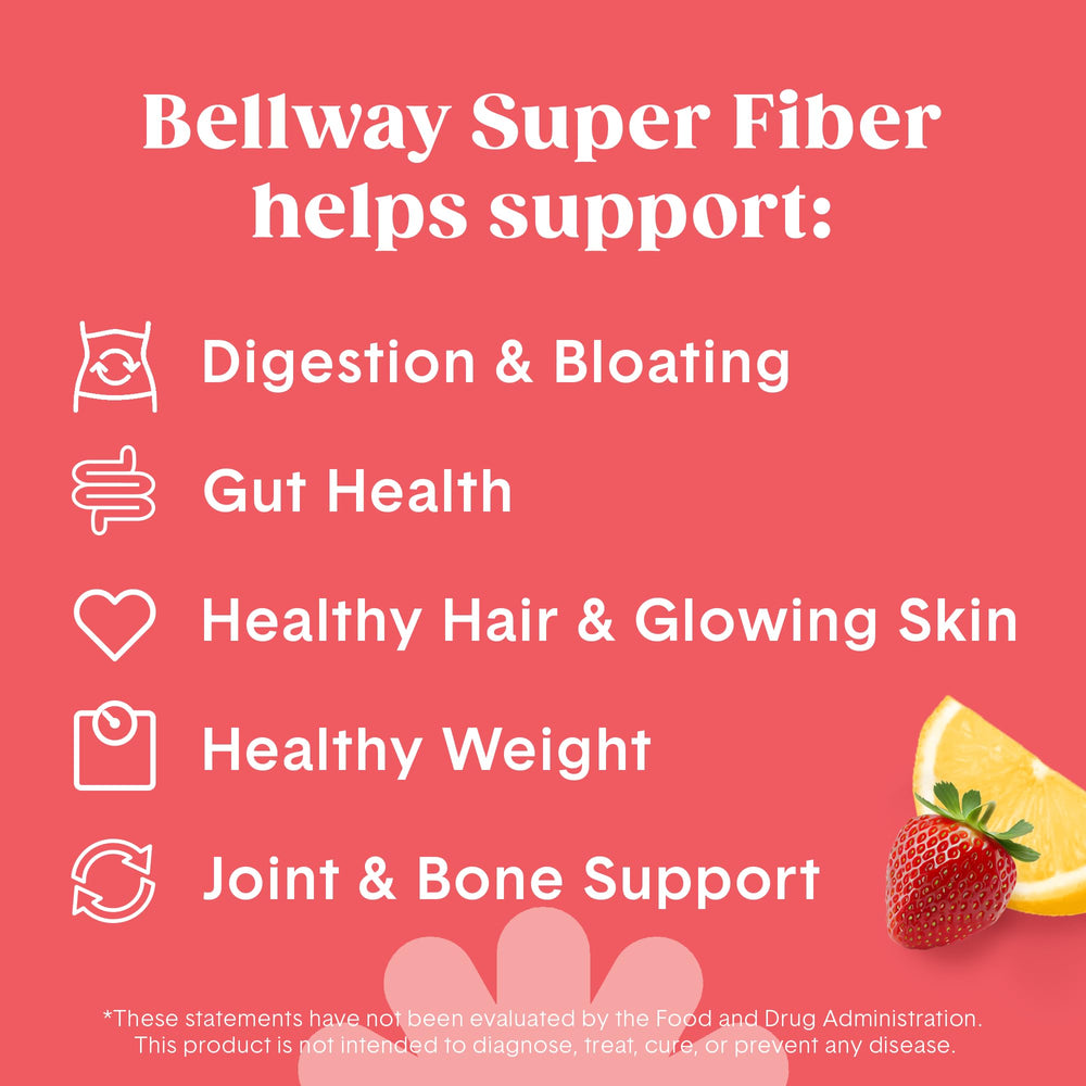 Bellway Super Fiber bottle label showing gluten-free, sugar-free formula