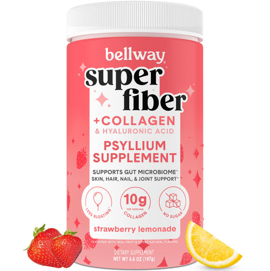 Bellway Super Fiber powder stirred in water for a gut-friendly beverage