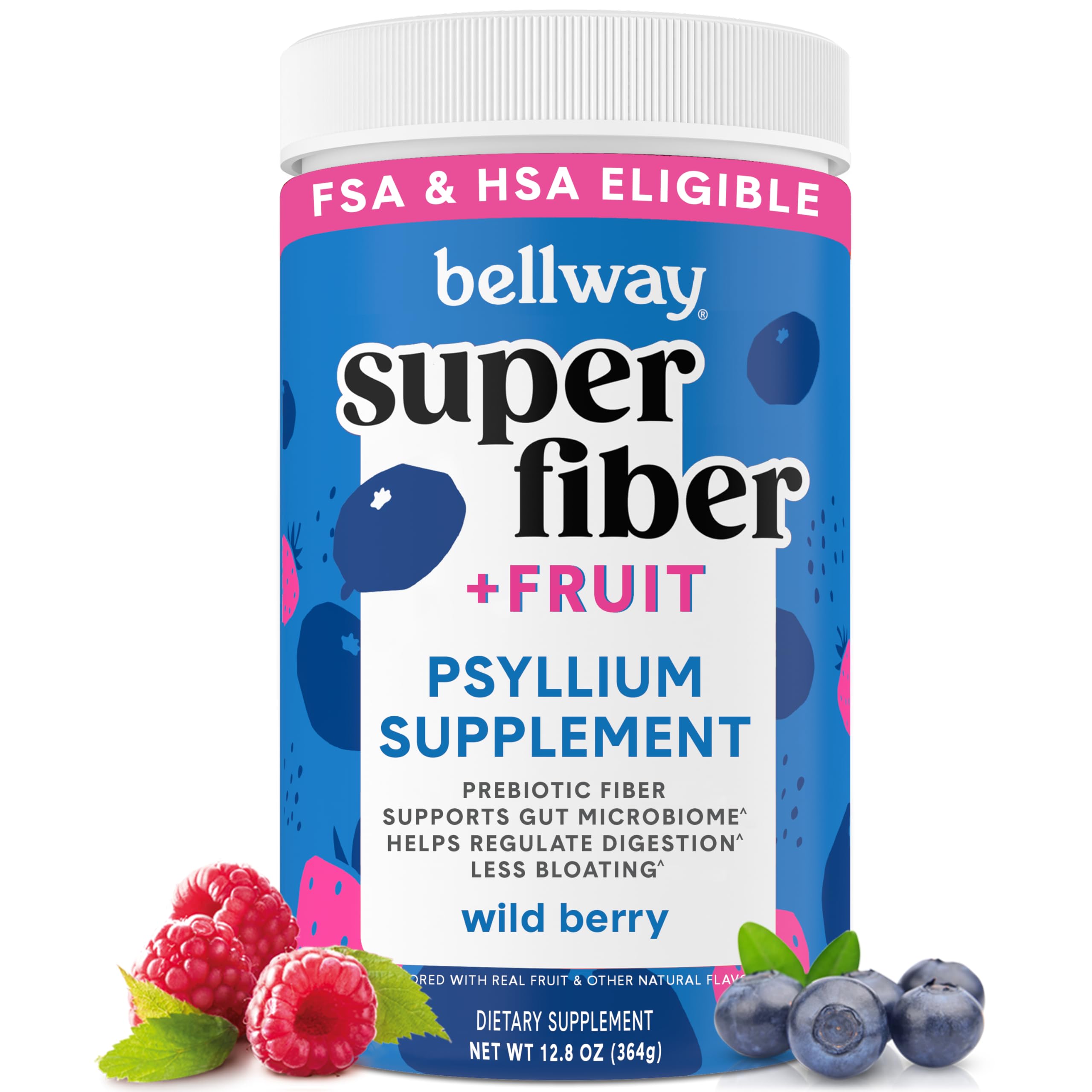 Bellway Super Fiber Fruit bottle illustrating gut health benefits and sugar-free formulation