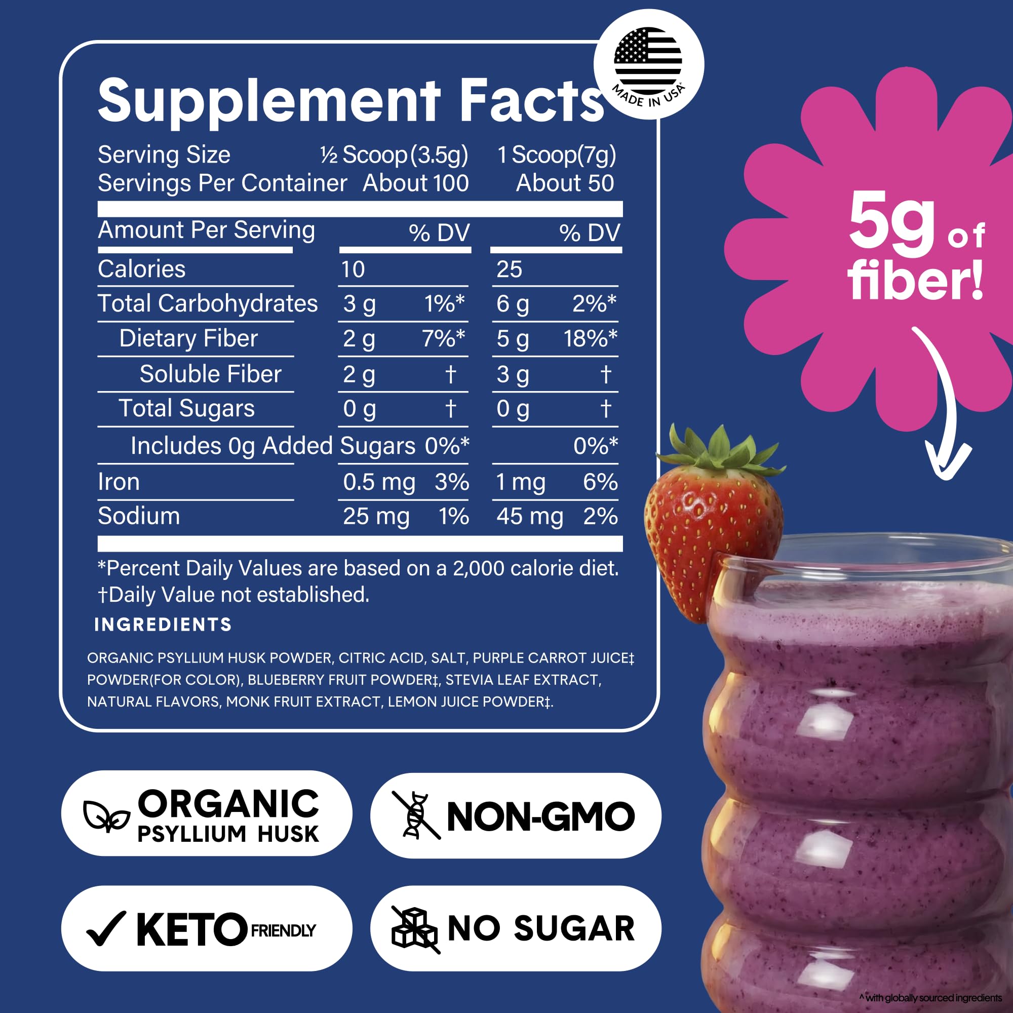 Bellway Super Fiber Fruit packaging emphasizing USA-made and clean labeling