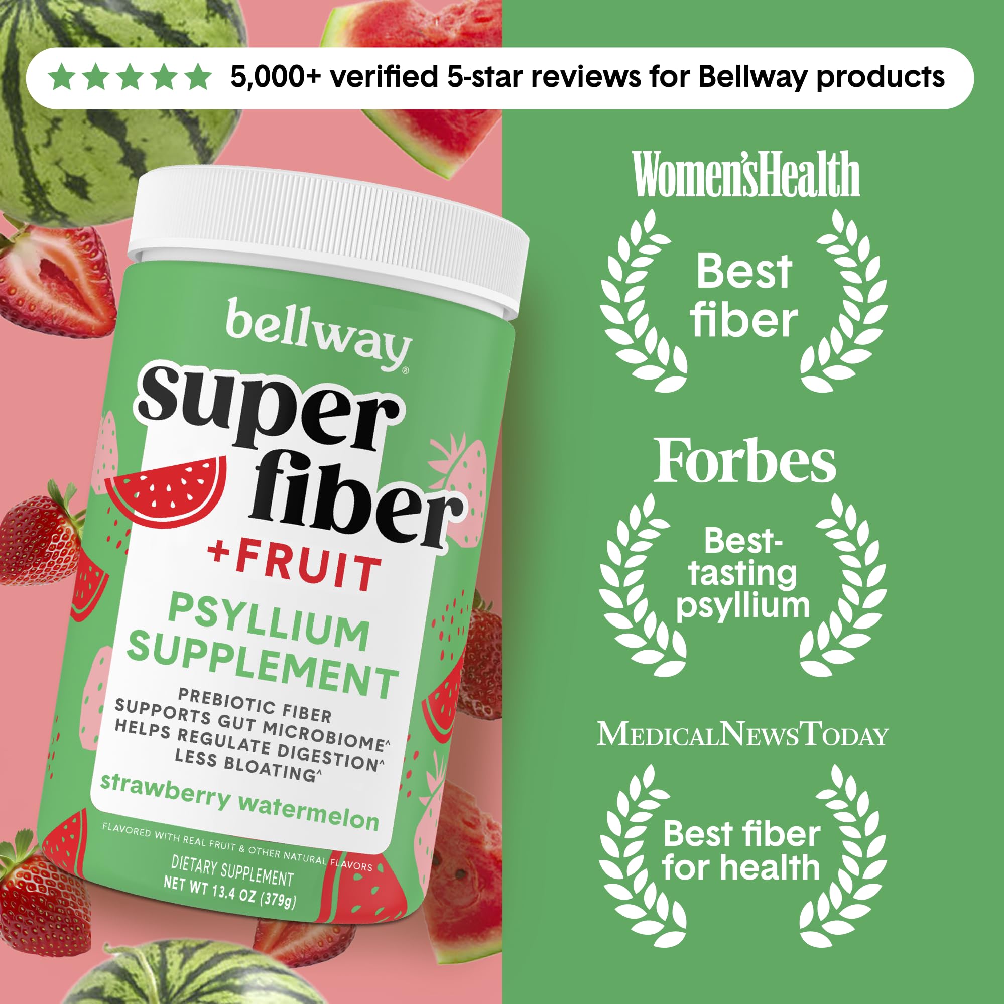 Bellway Super Fiber Powder being stirred in a glass for a sugar-free routine.