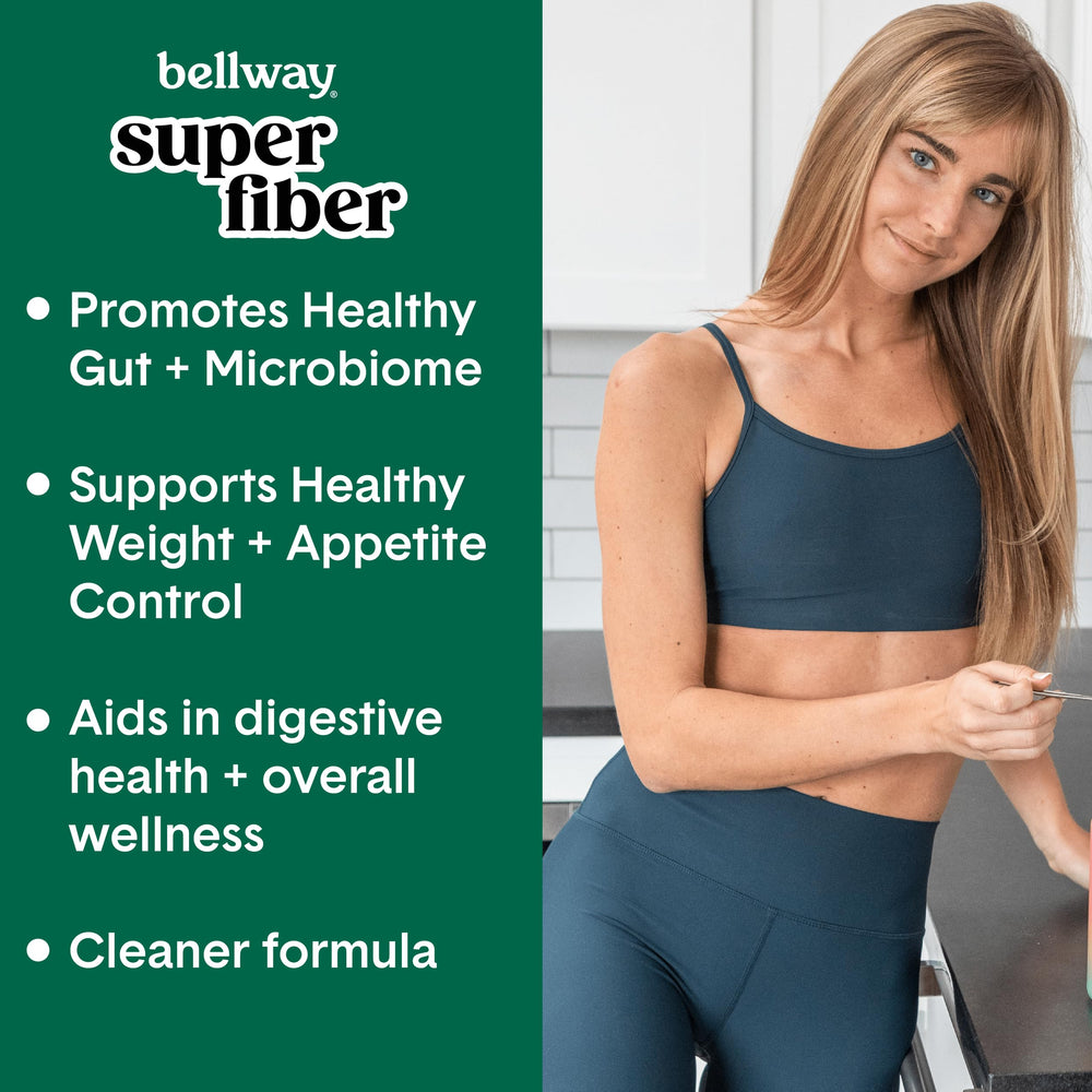 Bellway Super Fiber Greens scoop beside the container for convenient daily fiber.