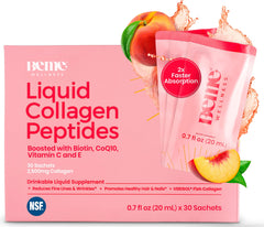 BeMe Liquid Collagen bottle on a clean counter for daily beauty support.
