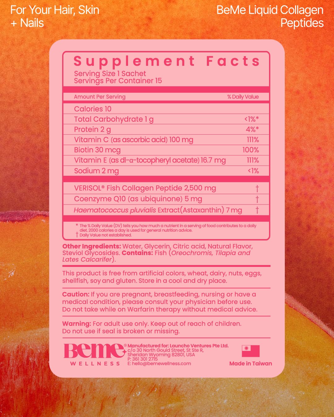 Marine collagen source icon with BeMe label.