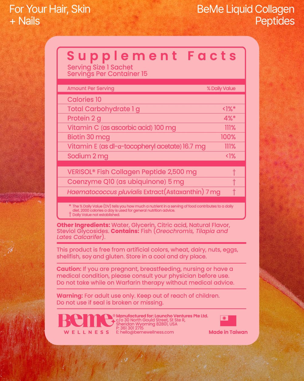 Marine collagen source icon with BeMe label.