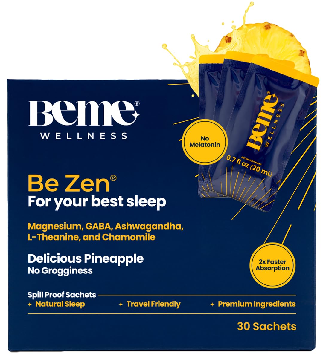 BeMe Magnesium Sleep Drink pineapple sachets for on-the-go sleep support.