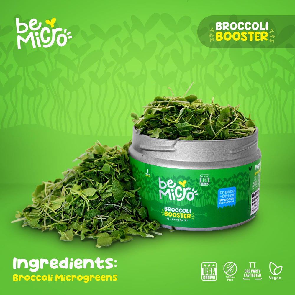 BeMicro broccoli booster shelf display emphasizes grab-and-go wellness