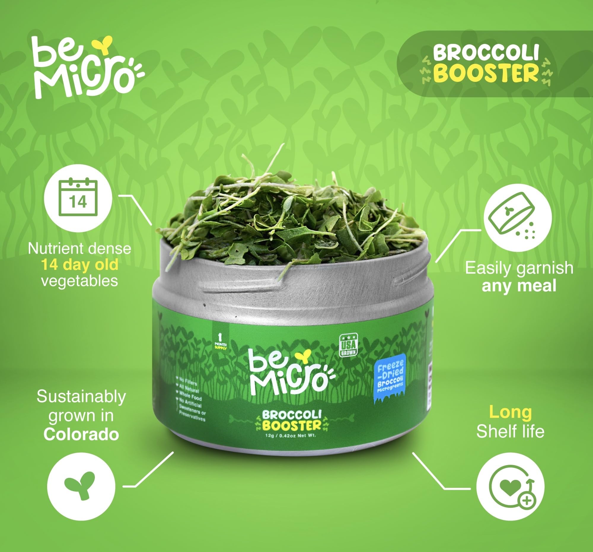 BeMicro broccoli booster spoon pour demonstrates convenient addition to smoothies
