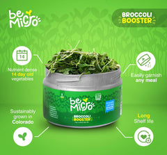 BeMicro broccoli booster spoon pour demonstrates convenient addition to smoothies
