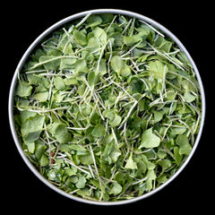 BeMicro broccoli booster tin label shows compact, freeze-dried greens for easy meals
