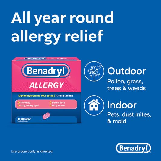 Benadryl Ultratabs Go Packs back view showing compact design.