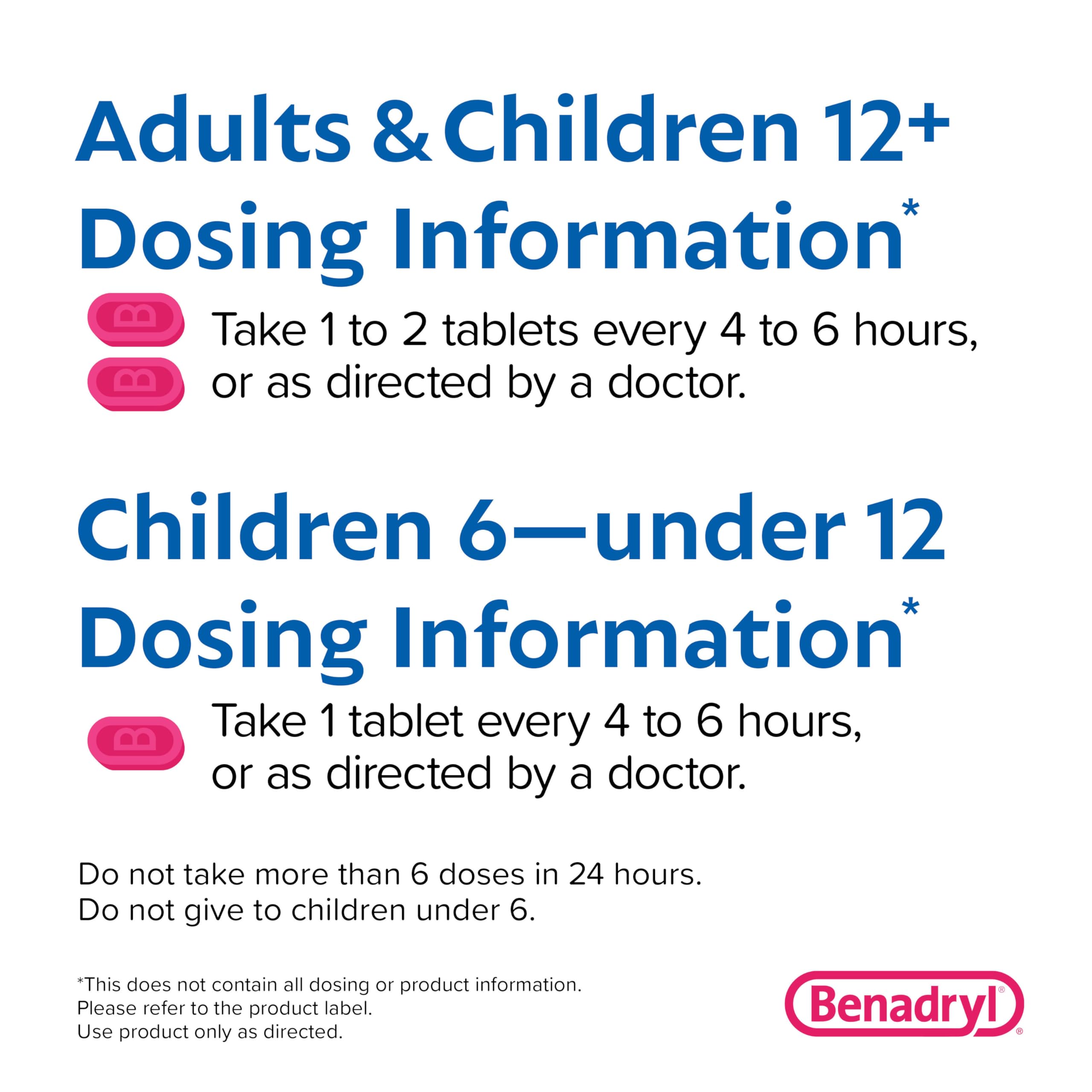 Benadryl Ultratabs packaging box highlights travel-friendly multi-pack.