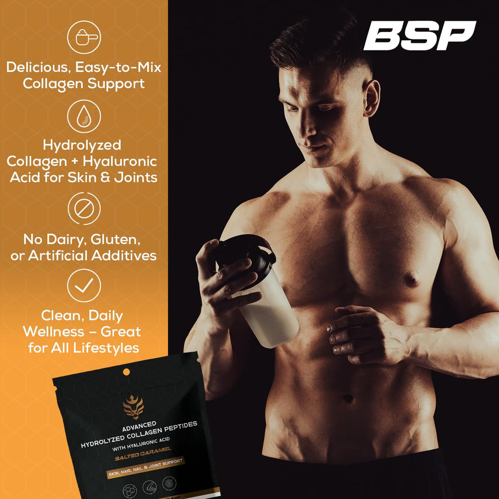 Benavidez Collagen Peptides salted caramel skin-hair-nails image highlights beauty benefits