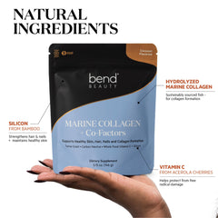 Bend Marine Collagen and Co-Factors coconut powder scoop blending into beverages smoothly