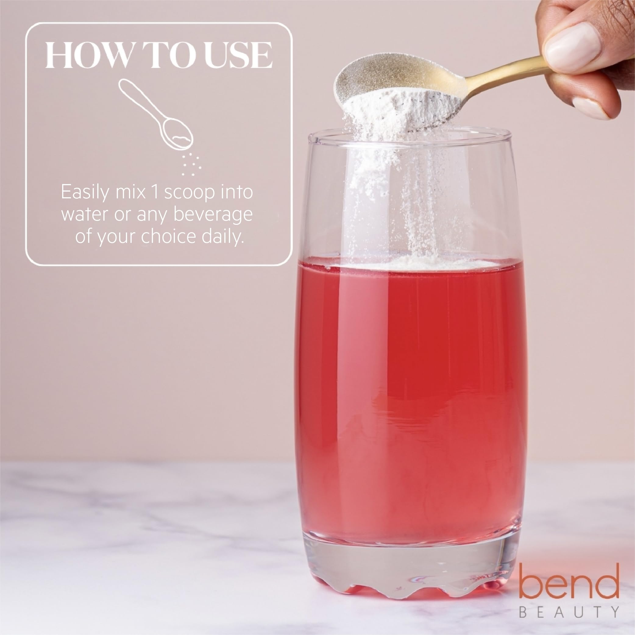 Bend Marine Collagen packaging label shows strawberry flavor and brand