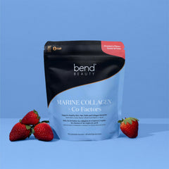 Bend Marine Collagen measuring scoop beside jar for easy portions