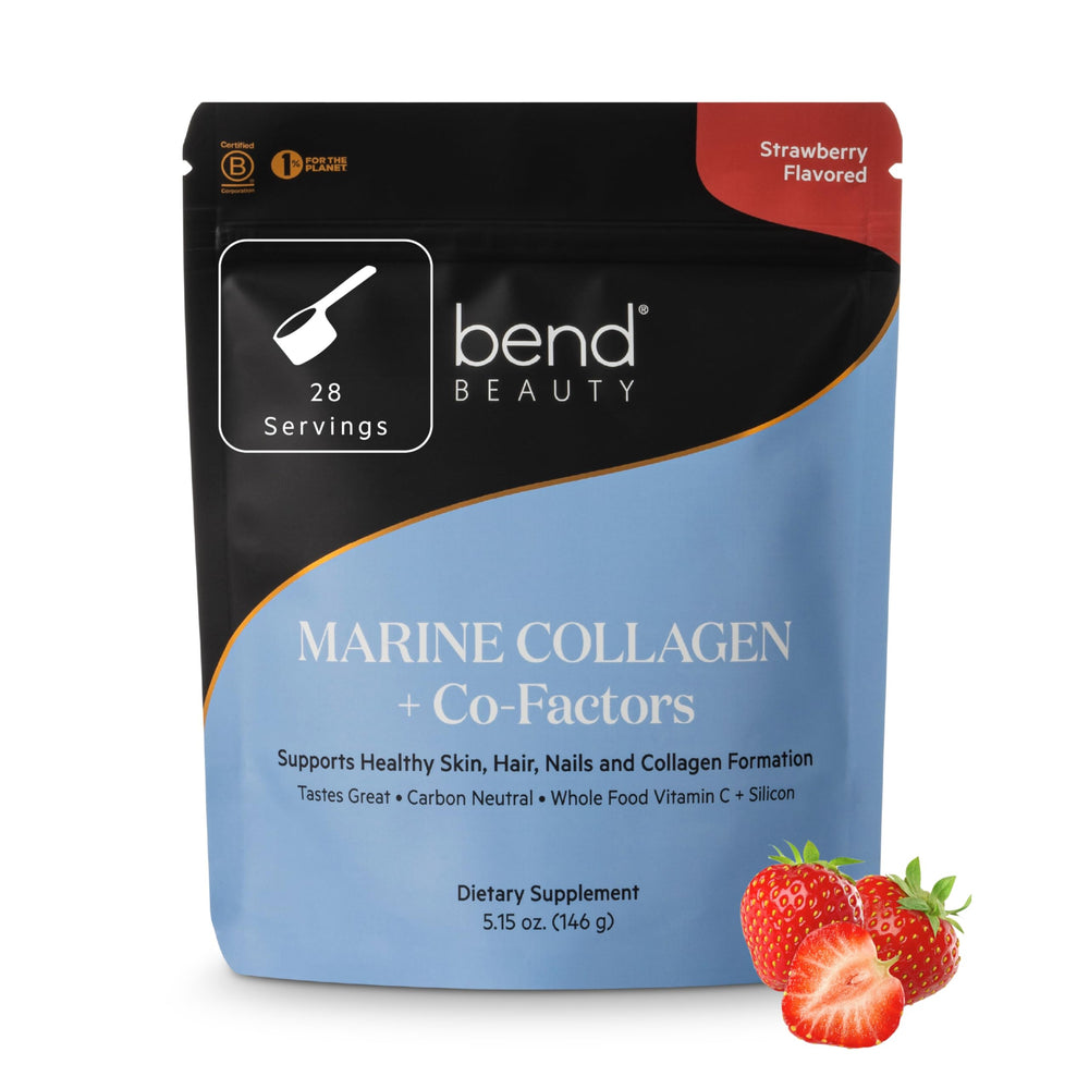 Bend Marine Collagen strawberry powder bottle for daily beauty support