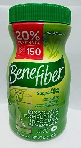 Benefiber 100% natural fiber bottle for easy mixing into drinks and foods with added fiber