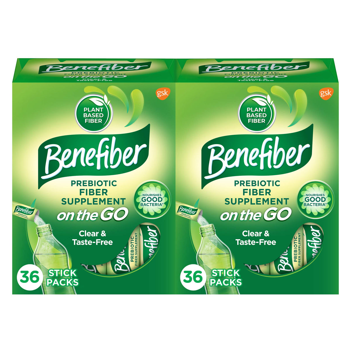 Benefiber On the Go stick packs outer box displaying branding for daily fiber support