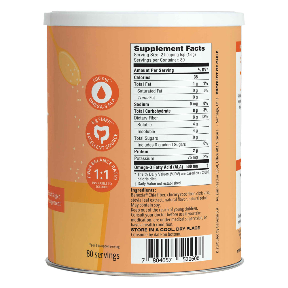 Chicory root inulin detail in BENEXIA Chiamucil emphasizing clean label ingredient.