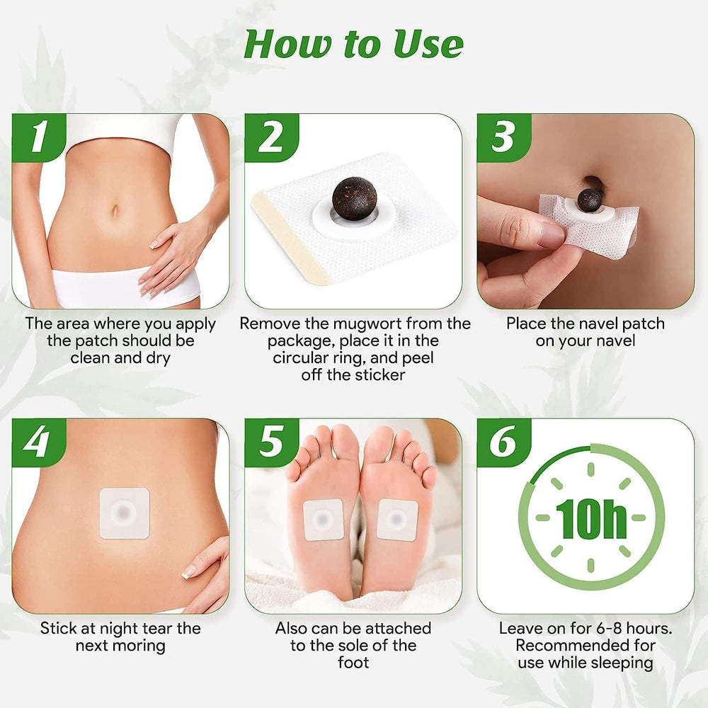 BENJEN mugwort belly patch applied to the navel for nighttime use