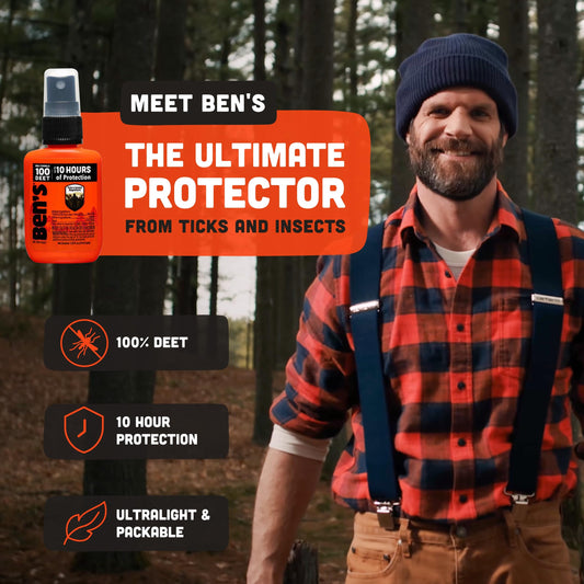 Ben's 100 Tick & Insect Repellent pump spray in travel pack enables quick coverage